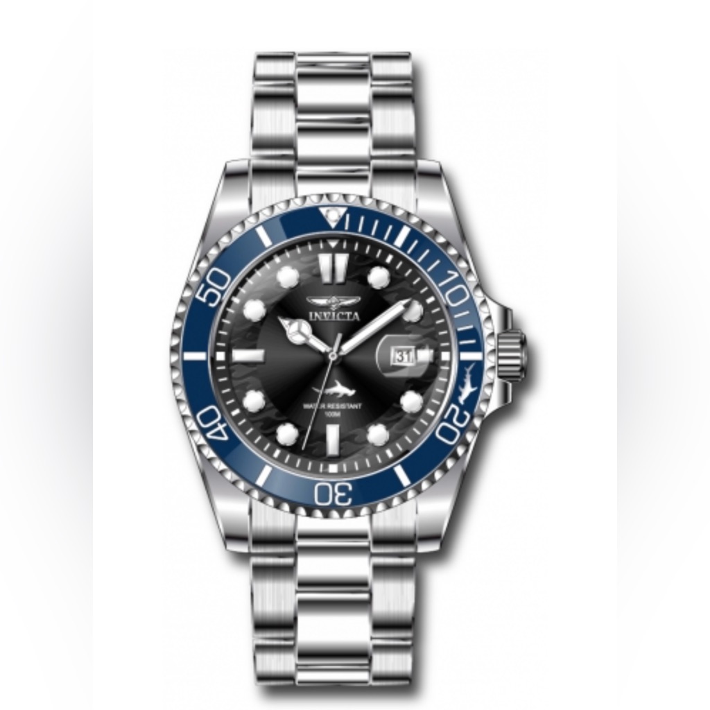 Invicta Pro Diver Models 50942  Mens 43mm Blue Bezel Black Dial